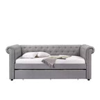 Full DayBed Justice Bed Smoke Gray Fabric - Acme Furniture