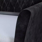 Divano Letto in Velluto Gemellato Twin Opal con Rotelle Nero - Eco Dream: Struttura Estraibile, Design Trapuntato