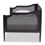 Daybed doppio Hancock Wood & Synthetic Rattan Charcoal - Baxton Studio: Struttura, senza letto estraibile