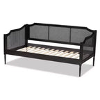 Daybed doppio Hancock Wood & Synthetic Rattan Charcoal - Baxton Studio: Struttura, senza letto estraibile