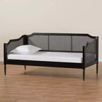 Daybed doppio Hancock Wood & Synthetic Rattan Charcoal - Baxton Studio: Struttura, senza letto estraibile