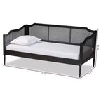 Daybed doppio Hancock Wood & Synthetic Rattan Charcoal - Baxton Studio: Struttura, senza letto estraibile