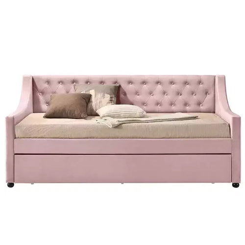 Letto Lianna Acme Furniture in velluto rosa una piazza e mezzo/due piazze
