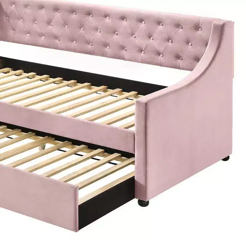 Letto Lianna Acme Furniture in velluto rosa una piazza e mezzo/due piazze