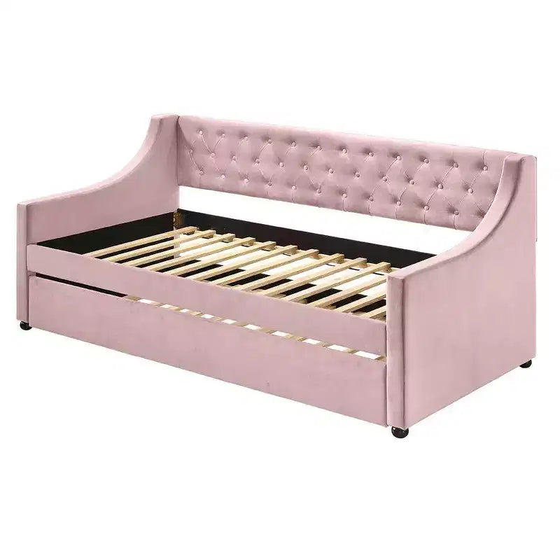Letto Lianna Acme Furniture in velluto rosa una piazza e mezzo/due piazze