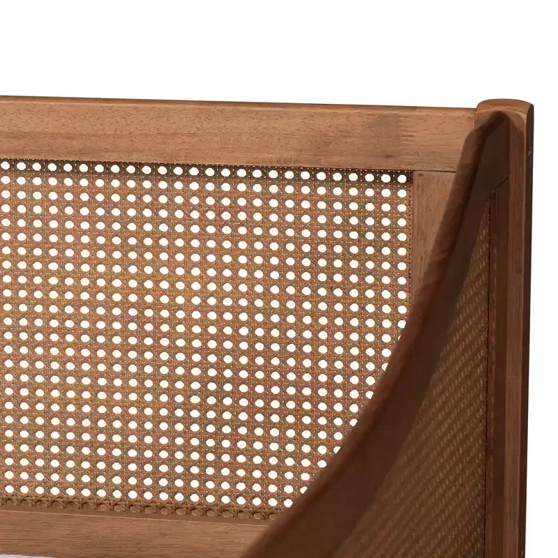 Divano letto Ogden in legno e rattan sintetico con gambe tornite - Baxton Studio: metà secolo, non richiede rete a molle