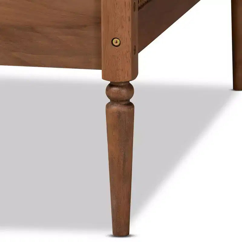 Divano letto Ogden in legno e rattan sintetico con gambe tornite - Baxton Studio: metà secolo, non richiede rete a molle