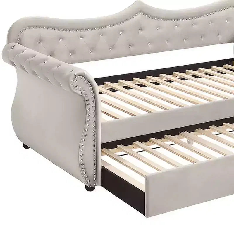 Acme Furniture Letto Adkins una Piazza e Mezza in Velluto Beige