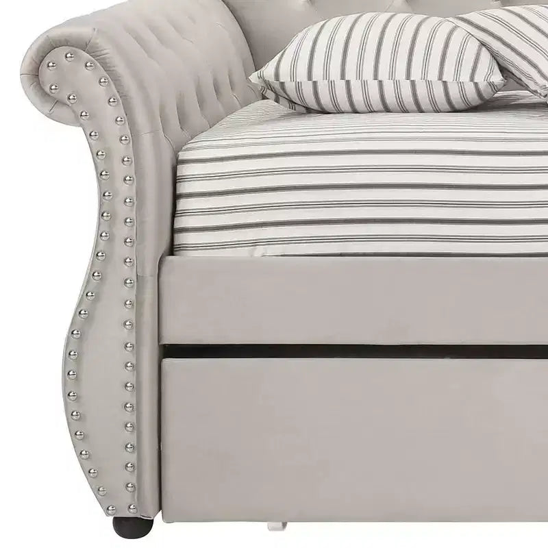 Acme Furniture Letto Adkins una Piazza e Mezza in Velluto Beige