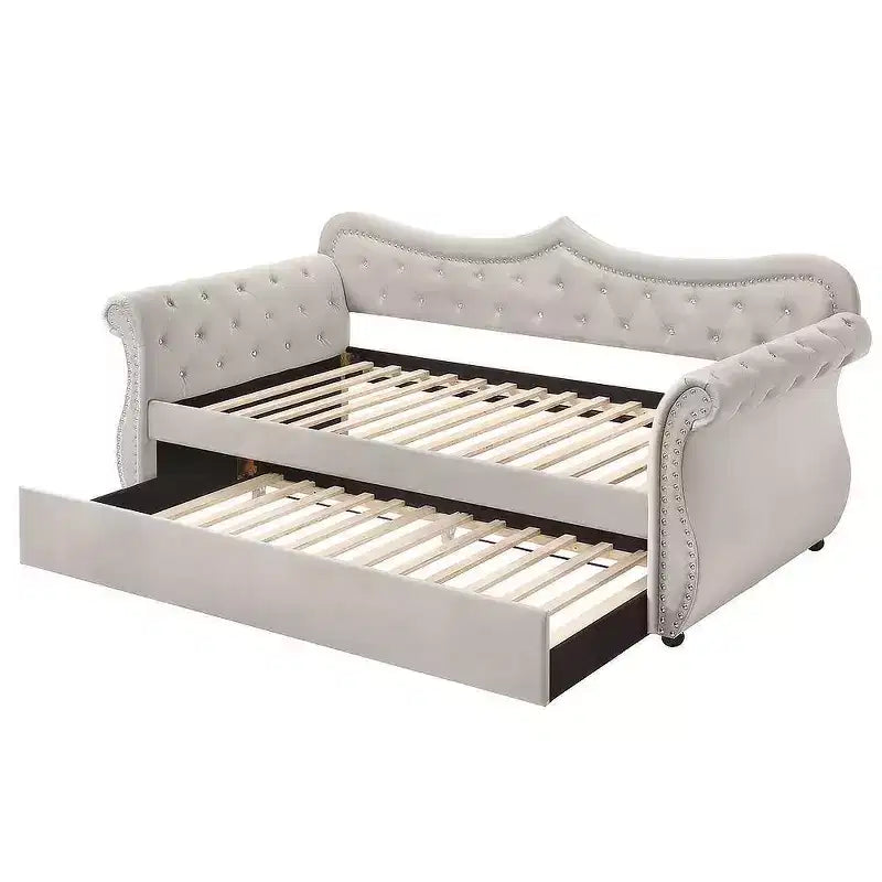 Acme Furniture Letto Adkins una Piazza e Mezza in Velluto Beige