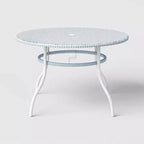 Tavolino rotondo da patio in vimini blu/bianco - Roller Rabbit x