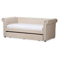 Twin Mabelle Modern and Contemporary Fabric Trundle Daybed - Baxton Studio