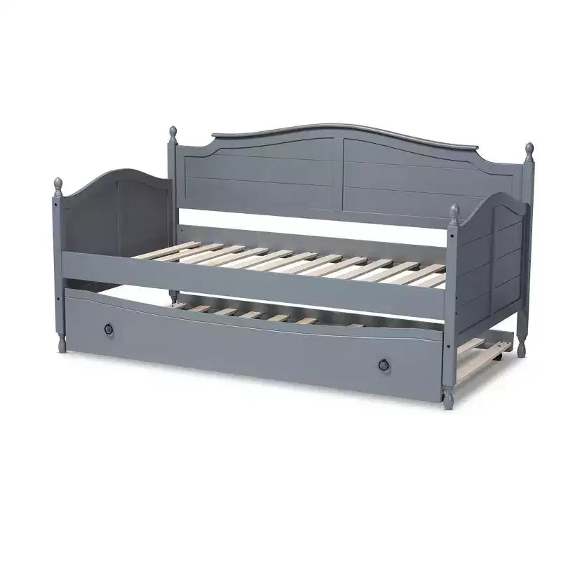Lettino a giorno Mara Wood con rotelle gemelle - Baxton Studio