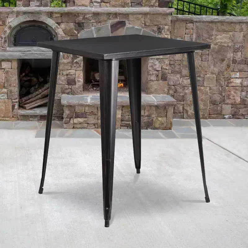 Tavolo Alto da Bar Quadrato in Metallo per Interni ed Esterni Flash Furniture di Qualità Commerciale da 80 cm