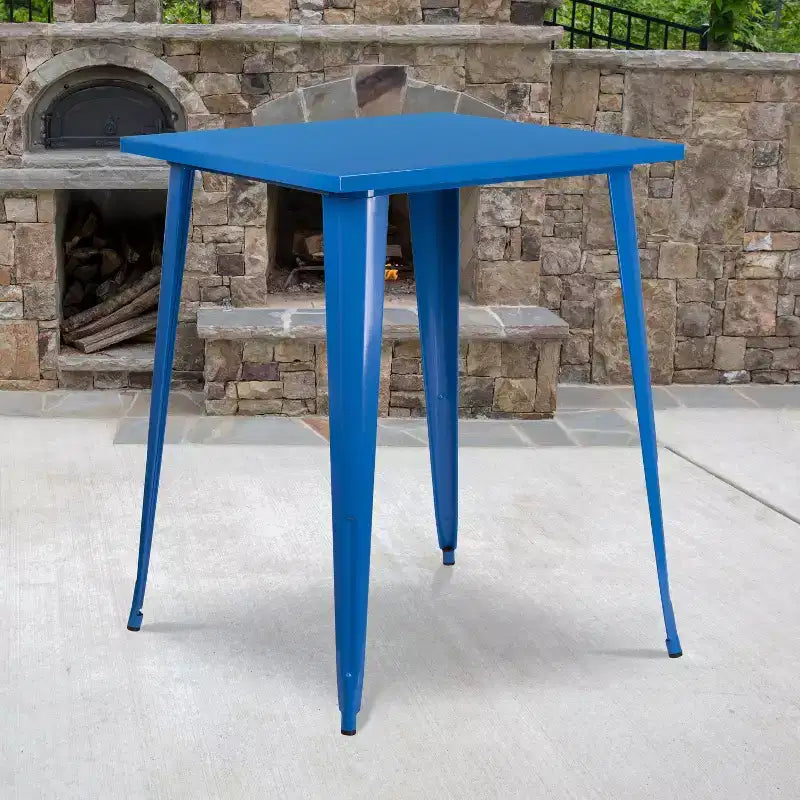 Tavolo Alto da Bar Quadrato in Metallo per Interni ed Esterni Flash Furniture di Qualità Commerciale da 80 cm