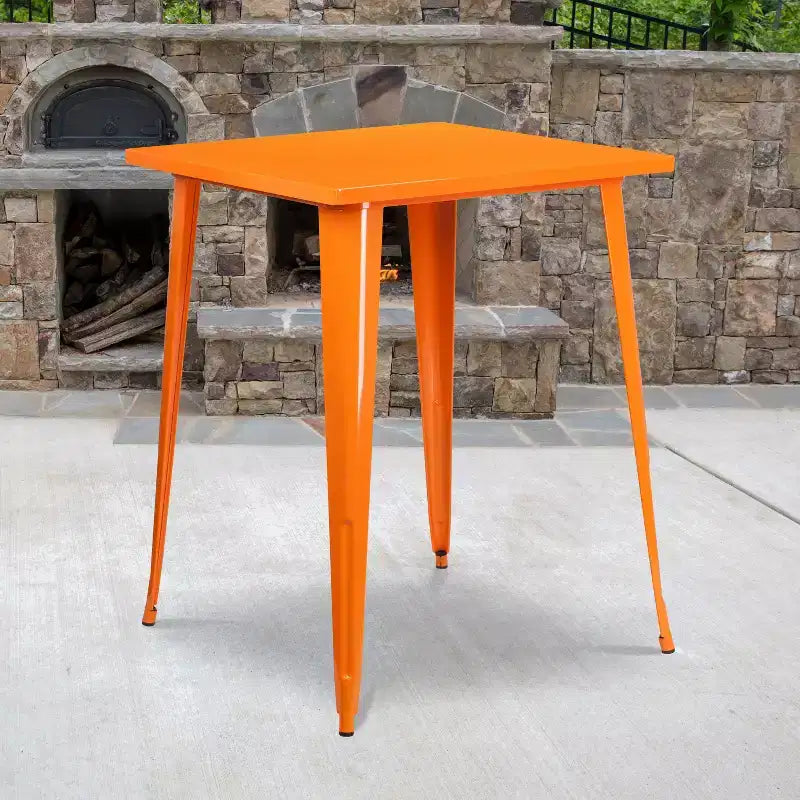 Tavolo Alto da Bar Quadrato in Metallo per Interni ed Esterni Flash Furniture di Qualità Commerciale da 80 cm