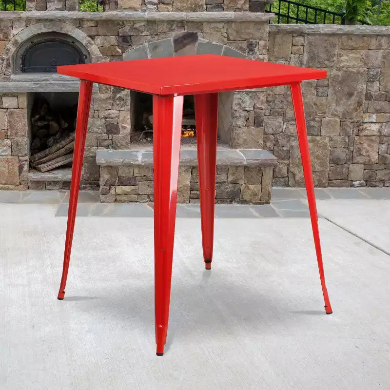 Tavolo Alto da Bar Quadrato in Metallo per Interni ed Esterni Flash Furniture di Qualità Commerciale da 80 cm