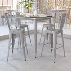 Tavolo Alto da Bar Quadrato in Metallo per Interni ed Esterni Flash Furniture di Qualità Commerciale da 80 cm