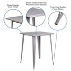 Tavolo Alto da Bar Quadrato in Metallo per Interni ed Esterni Flash Furniture di Qualità Commerciale da 80 cm