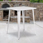 Tavolo Alto da Bar Quadrato in Metallo per Interni ed Esterni Flash Furniture di Qualità Commerciale da 80 cm