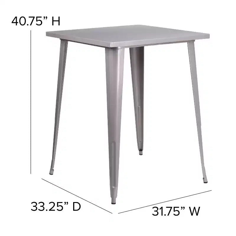 Tavolo Alto da Bar Quadrato in Metallo per Interni ed Esterni Flash Furniture di Qualità Commerciale da 80 cm