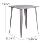 Tavolo Alto da Bar Quadrato in Metallo per Interni ed Esterni Flash Furniture di Qualità Commerciale da 80 cm