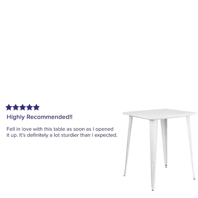 Tavolo Alto da Bar Quadrato in Metallo per Interni ed Esterni Flash Furniture di Qualità Commerciale da 80 cm