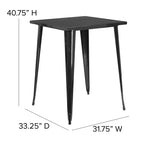 Tavolo Alto da Bar Quadrato in Metallo per Interni ed Esterni Flash Furniture di Qualità Commerciale da 80 cm