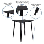 Tavolo Alto da Bar Quadrato in Metallo per Interni ed Esterni Flash Furniture di Qualità Commerciale da 80 cm