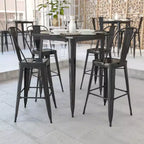 Tavolo Alto da Bar Quadrato in Metallo per Interni ed Esterni Flash Furniture di Qualità Commerciale da 80 cm