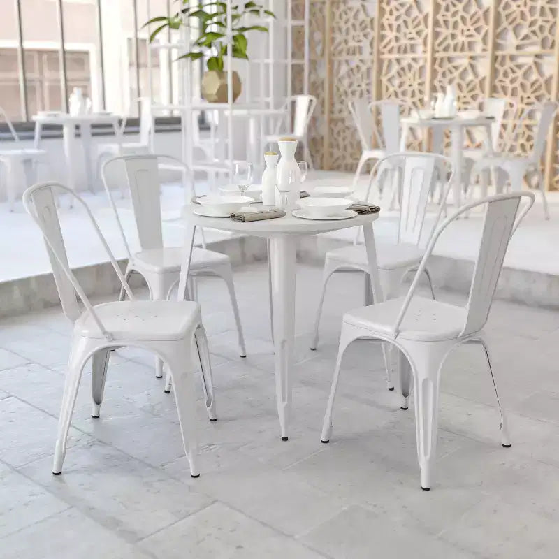 Flash Furniture Tavolo Tondo in Metallo da 30 per Interni ed Esterni per Uso Commerciale