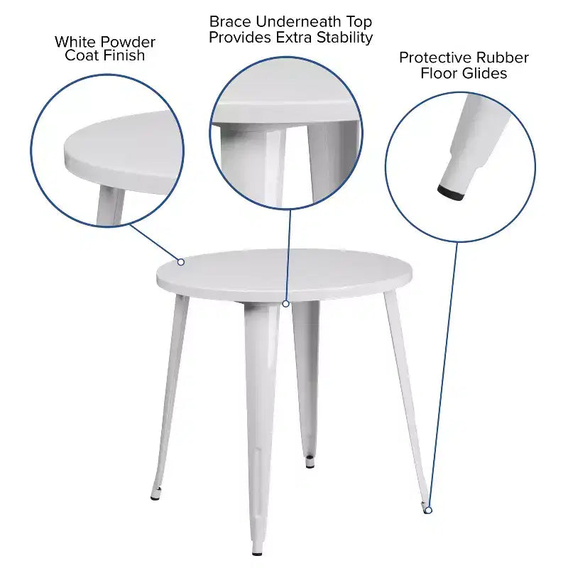 Flash Furniture Tavolo Tondo in Metallo da 30 per Interni ed Esterni per Uso Commerciale