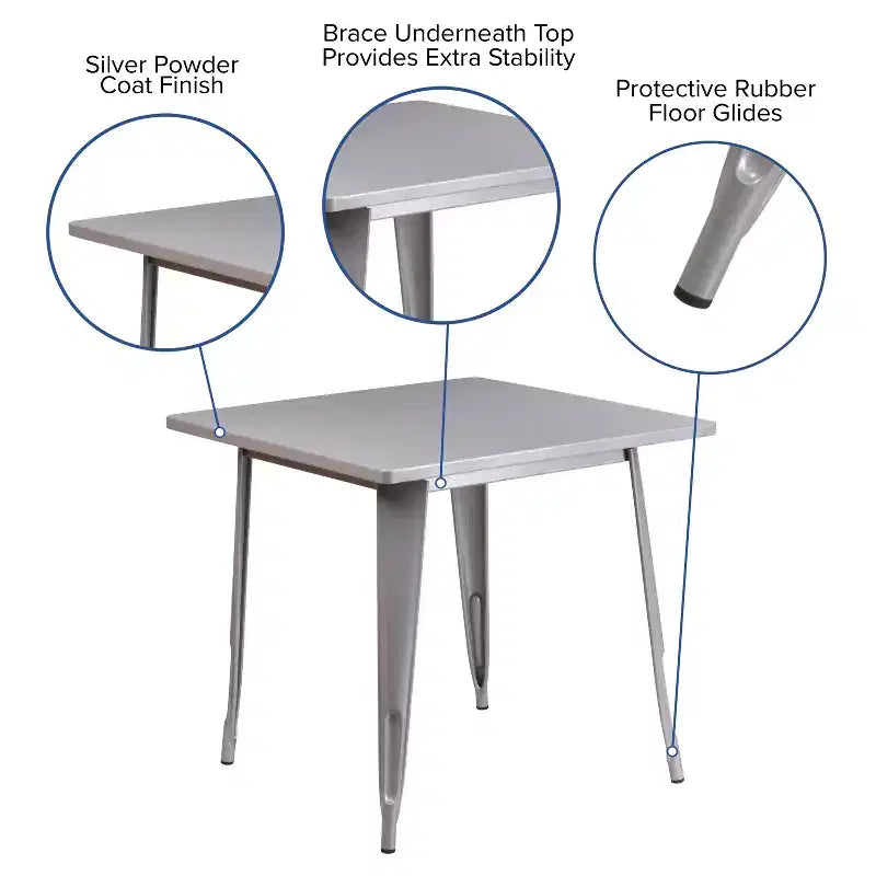 Tavolo quadrato da interno/esterno in metallo di livello commerciale Flash Furniture 31.5