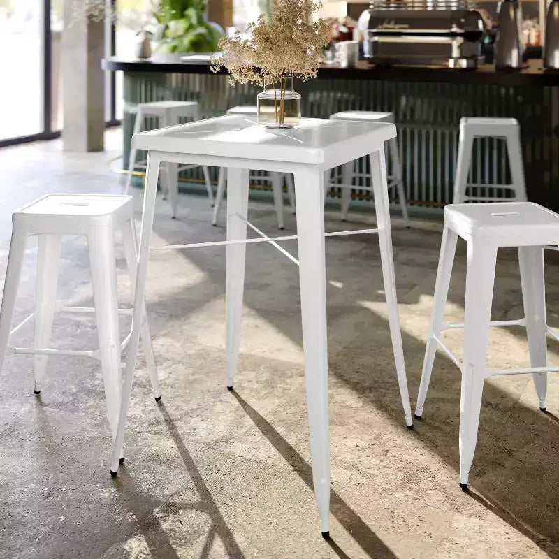 Flash Furniture Tavolo Bar Quadrato in Metallo per Interni ed Esterni di Qualità Commerciale da 60 cm