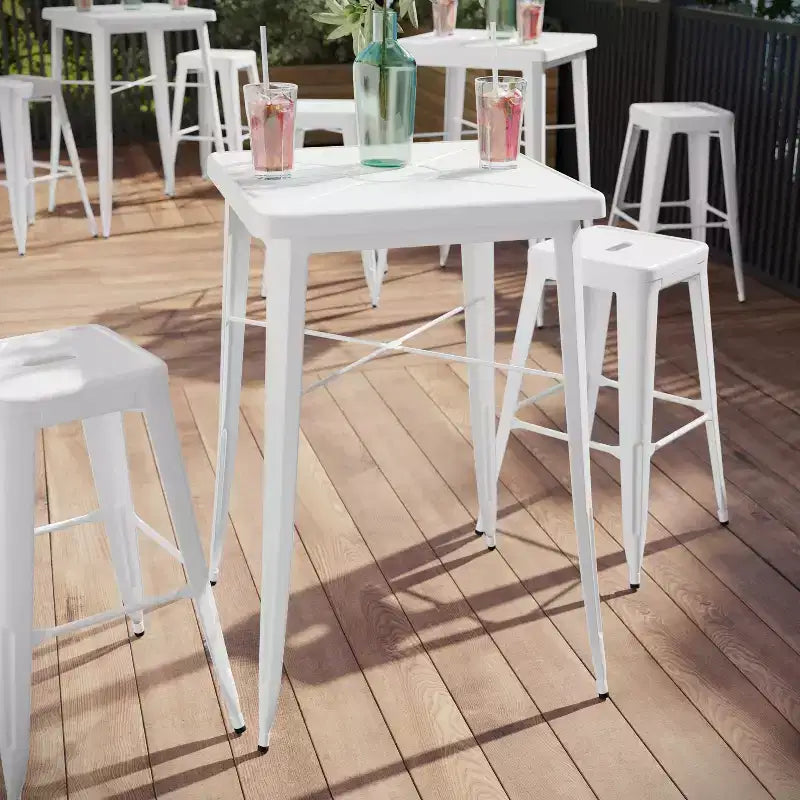 Flash Furniture Tavolo Bar Quadrato in Metallo per Interni ed Esterni di Qualità Commerciale da 60 cm