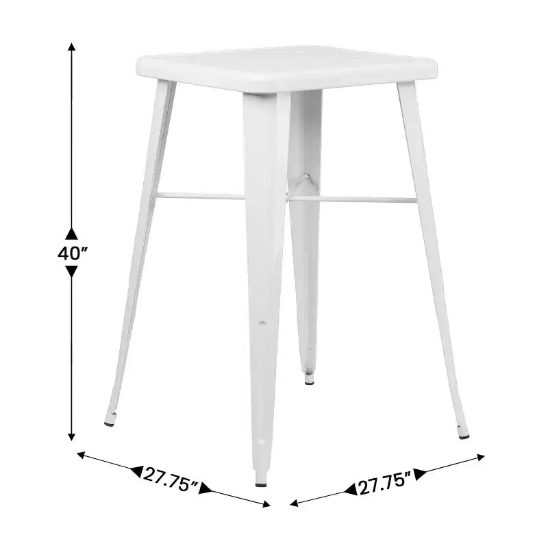 Flash Furniture Tavolo Bar Quadrato in Metallo per Interni ed Esterni di Qualità Commerciale da 60 cm