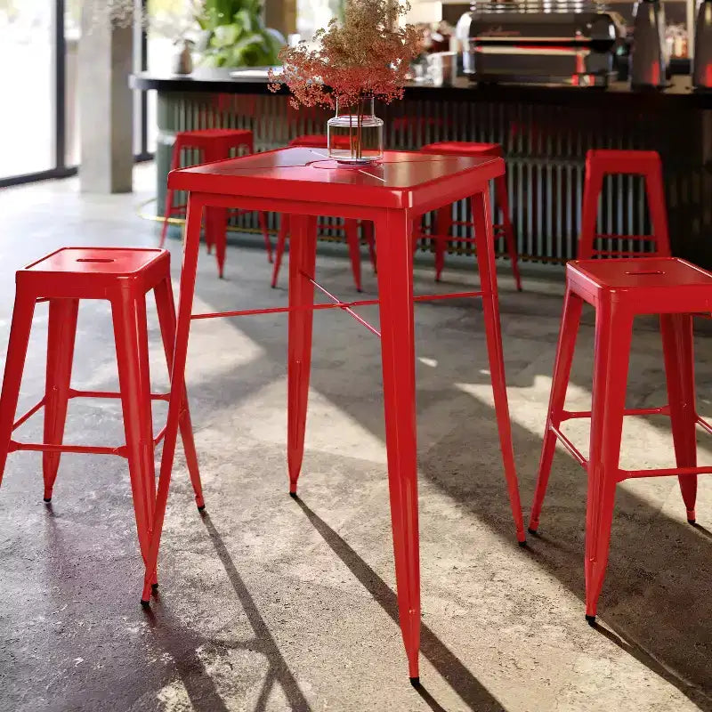 Flash Furniture Tavolo Bar Quadrato in Metallo per Interni ed Esterni di Qualità Commerciale da 60 cm