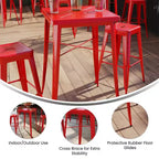 Flash Furniture Tavolo Bar Quadrato in Metallo per Interni ed Esterni di Qualità Commerciale da 60 cm