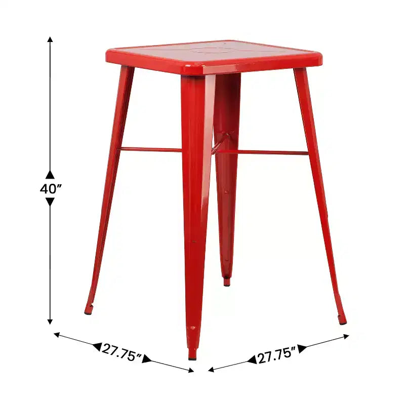 Flash Furniture Tavolo Bar Quadrato in Metallo per Interni ed Esterni di Qualità Commerciale da 60 cm