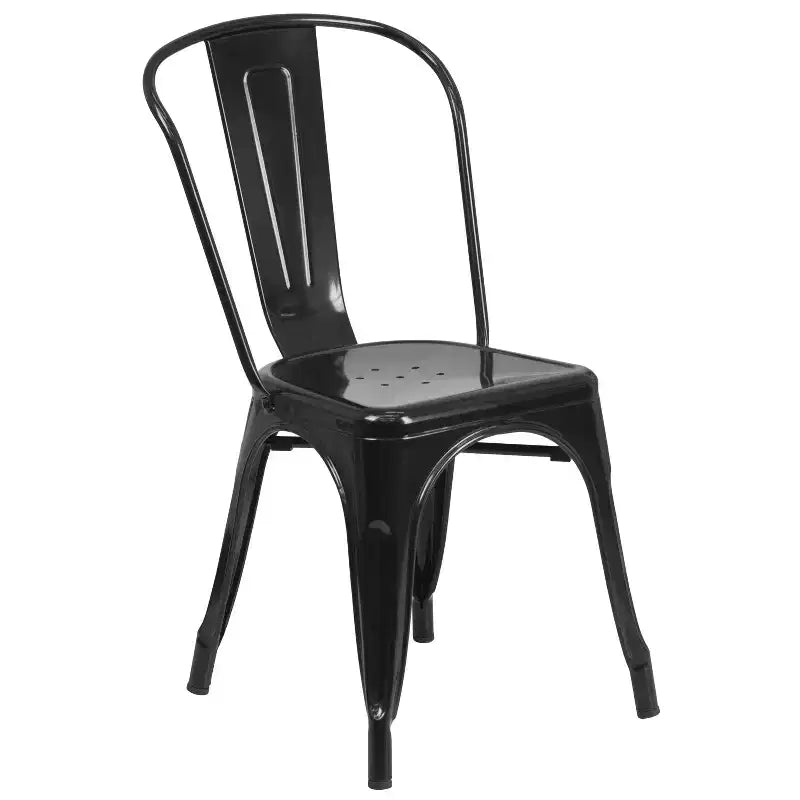 Flash Furniture Set Tavolo Quadrato in Metallo per Interni ed Esterni, Grado Commerciale, 23.75, con 2 Sedie Impilabili
