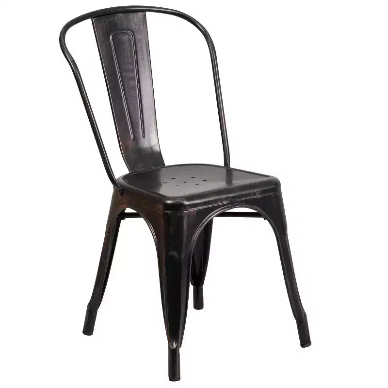 Flash Furniture Set Tavolo Quadrato in Metallo per Interni ed Esterni, Grado Commerciale, 23.75, con 2 Sedie Impilabili