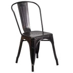Flash Furniture Set Tavolo Quadrato in Metallo per Interni ed Esterni, Grado Commerciale, 23.75, con 2 Sedie Impilabili