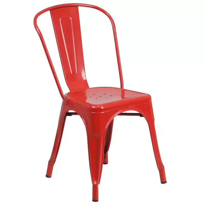 Flash Furniture Set Tavolo Quadrato in Metallo per Interni ed Esterni, Grado Commerciale, 23.75, con 2 Sedie Impilabili