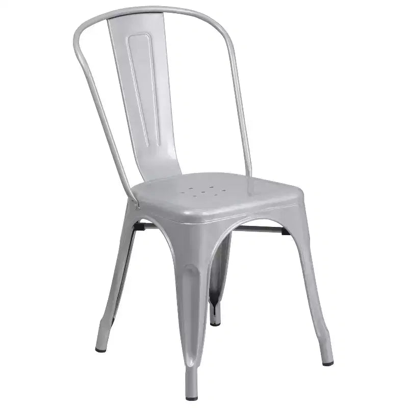 Flash Furniture Set Tavolo Quadrato in Metallo per Interni ed Esterni, Grado Commerciale, 23.75, con 2 Sedie Impilabili