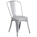 Flash Furniture Set Tavolo Quadrato in Metallo per Interni ed Esterni, Grado Commerciale, 23.75, con 2 Sedie Impilabili