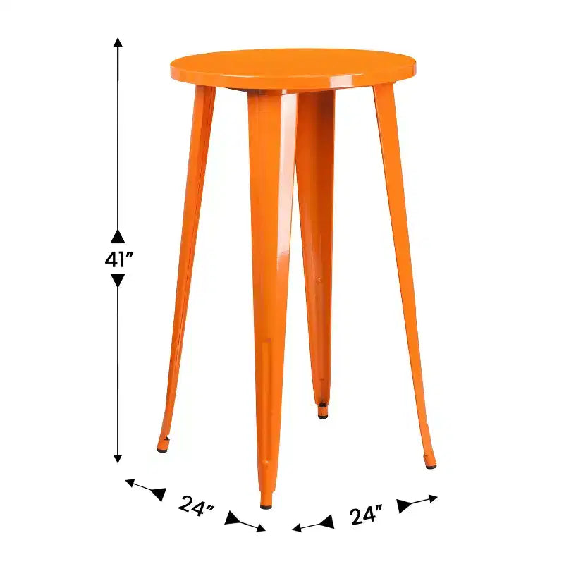 Tavolo Rotondo da Bar per Interni/Esterni in Metallo da 24 pollici per Uso Commerciale Flash Furniture