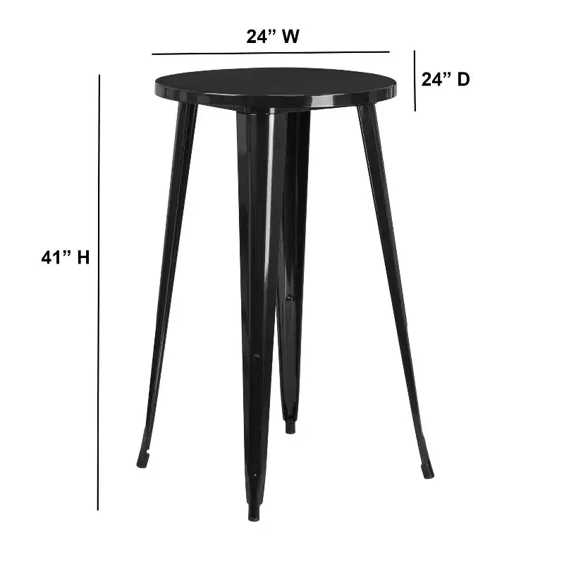 Tavolo Rotondo da Bar per Interni/Esterni in Metallo da 24 pollici per Uso Commerciale Flash Furniture