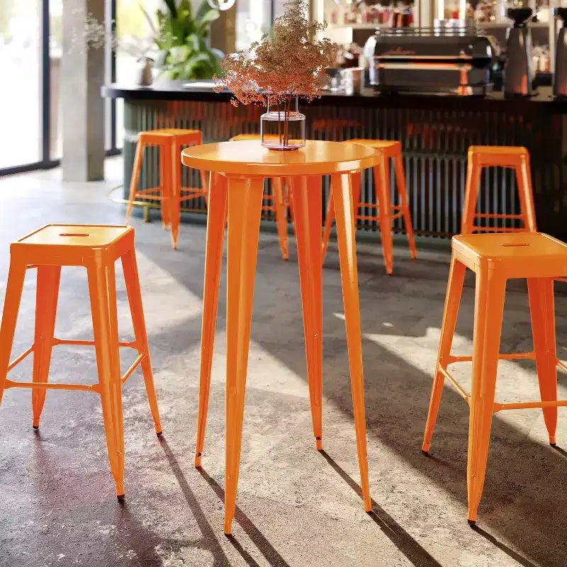 Tavolo Rotondo da Bar per Interni/Esterni in Metallo da 24 pollici per Uso Commerciale Flash Furniture
