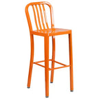 Set da tavolo da bar rotondo in metallo per interni ed esterni Flash Furniture di grado commerciale da 24 pollici con 2 sgabelli con schienale a doghe verticali
