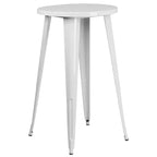 Set da tavolo da bar rotondo in metallo per interni ed esterni Flash Furniture di grado commerciale da 24 pollici con 2 sgabelli con schienale a doghe verticali